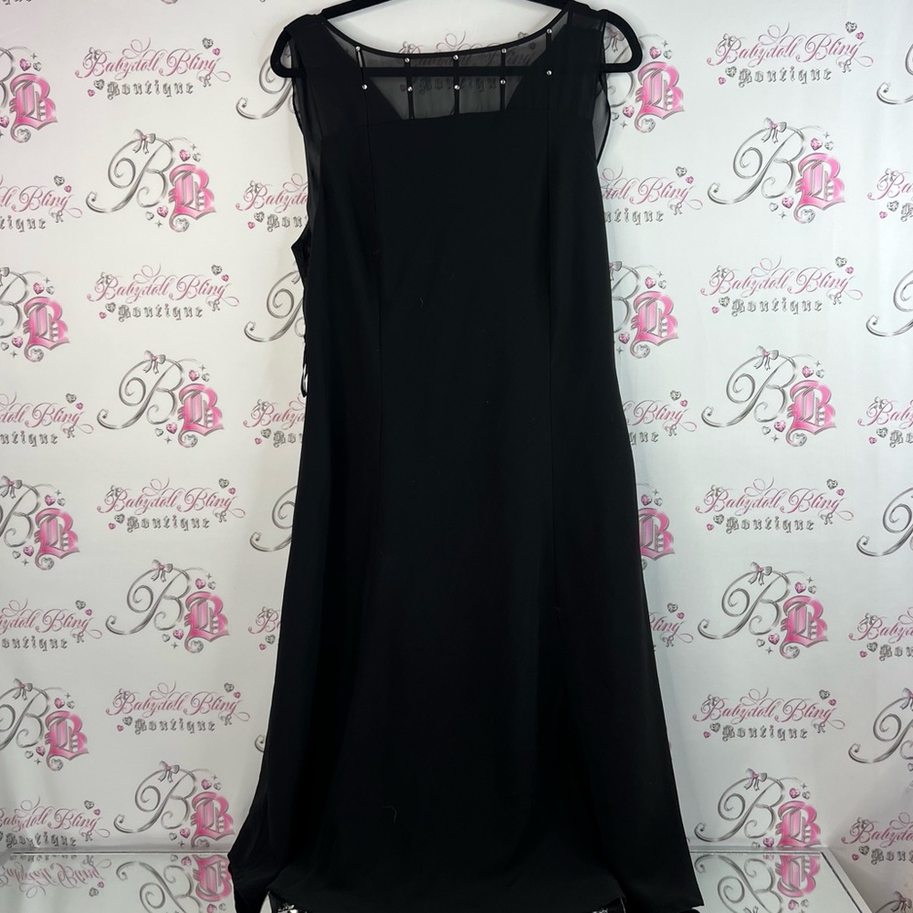 Cleocleo petite dress rhinestone bling cowl neck swoop Black Dress silver detail